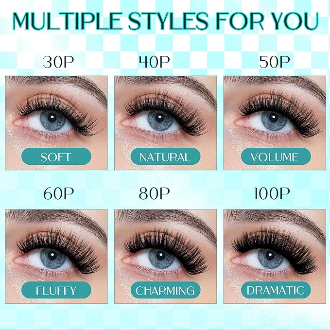 Eyelash Clusters Fluffy Lash Clusters Thick 280pcs Cluster Eyelash Extensions DIY At Home Individual Lashes Cluster Lashes by GEMERRY（80P+100P-15-20mm)