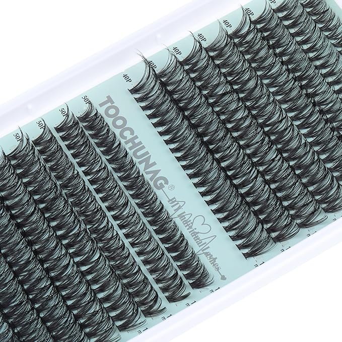 Individual Cluster Lashes 40D+50D 320 Clusters Lash Extension 10-18MIX False Eyelash Clusters Natural Fluffy Individual Eyelashes Extensions DIY at Home by TOOCHUNAG