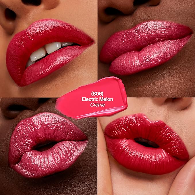 Revlon Super Lustrous Lipstick, Creamy Formula For Soft, Fuller-Looking Lips, Moisturized Feel, 806 Electric Melon, 0.15 oz