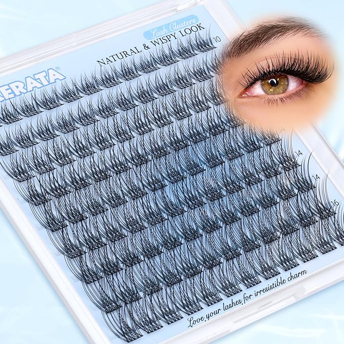 Wispy Lash Clusters Natural Eyelash Clusters 108 pcs Cluster Eyelash Extensions DIY Individual Lashes Clusters with Soft Lash Band, 10-16 mm