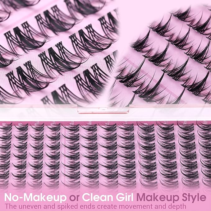 Winifred Fairy Lash Clusters Wispy Eyelash Clusters 10-14mm Cluster Eyelash Extensions Natural Invisible Clear Band Lashes Clusters Spiky Anime Lash Extension Natural Look Manga Individual Lashes