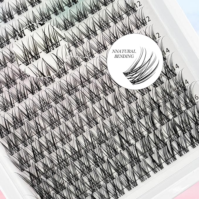 Lash Clusters Natural Look Wispy Lash Extensions, YASNAI Cluster Eyelash Extensions C Curl Individual Lashes 8-16MM 168pcs, Eye Lash Clusters Thin Clear Lash Band Cluster Lashes