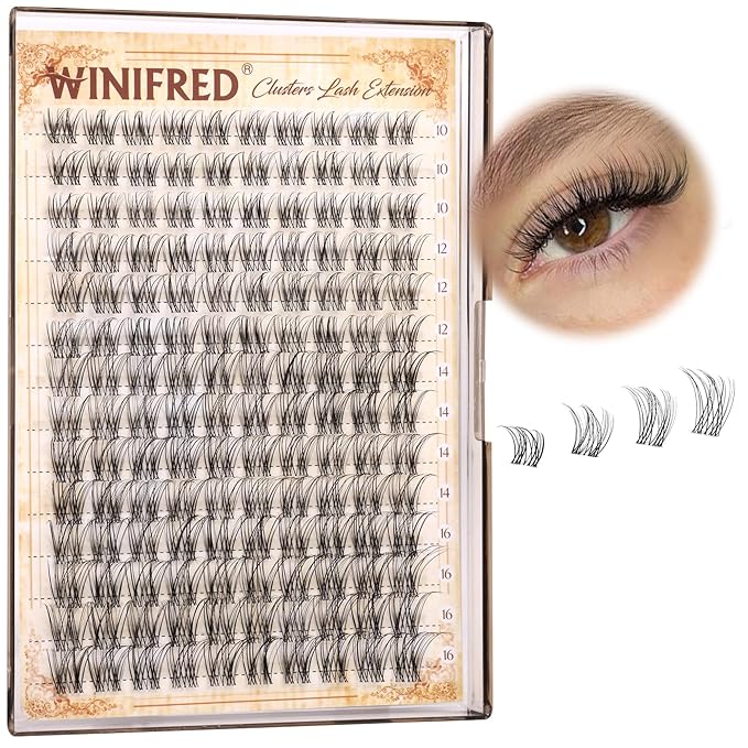 Winifred Lashes Clusters Natural Eyelash Clusters Clear Band Wispy Lash Clusters C Curvature Cluster Eyelash Extensions 10-16mm DIY Individual Lashes Natural Look