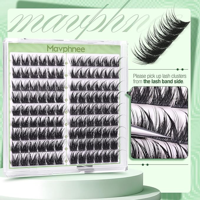 Cat Eye Lash Clusters Fairy Eyelash Clusters Wispy Wet Cluster Lashes Extensions Spiky Individual Lashes Left & Right Lashes Clusters 108Pcs 12-16MM DIY Lash Pack by Mavphnee