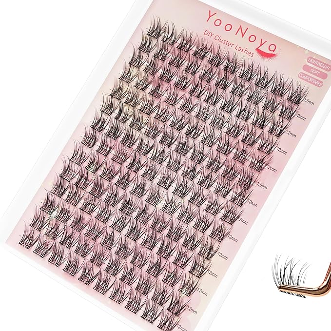 Wispy Lash Clusters 140 Pcs 12mm Mix Eyelash Clusters C Curl Cluster Eyelash Extensions Natural Wispy Cluster Lashes Reusable Individual Invisible Band Lash clusters (QX-12mm)