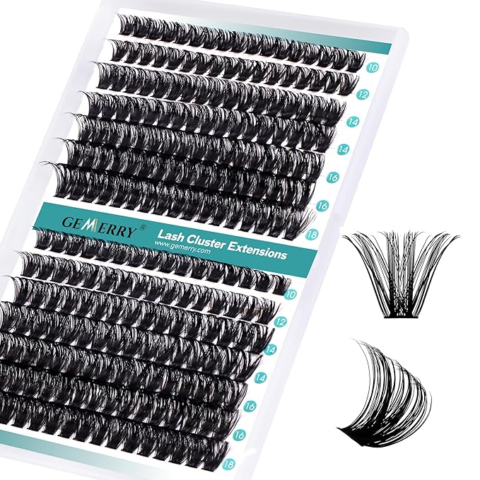GEMERRY Lash Clusters 280pcs 80D+100D DIY Eyelash Extension D Curl Individual Lash Cluster Natural Eyelash Extension Mixed Tray Reusable Handmade Home Application (80D+100D-0.07D-10-18MIX)