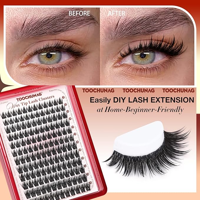 Manga Lash Clusters Volume Wispy Cluster Eyelash Extensions Anime Spiky Eyelash Clusters Thick Natural Lashes Clusters 12-18mm Cluster Lashes Individual 144pcss DIY Lash Extension by TOOCHUNAG