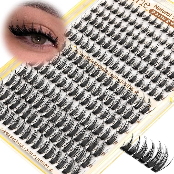 Manga Lash Clusters Fairy Eyelash Clusters Natural Cluster Eyelash Extensions Wispy 10-16mm Lashes Clusters Anime C-Curly Individual Lashes 208pcs Spiky Eyelashes Clusters by Ruairie