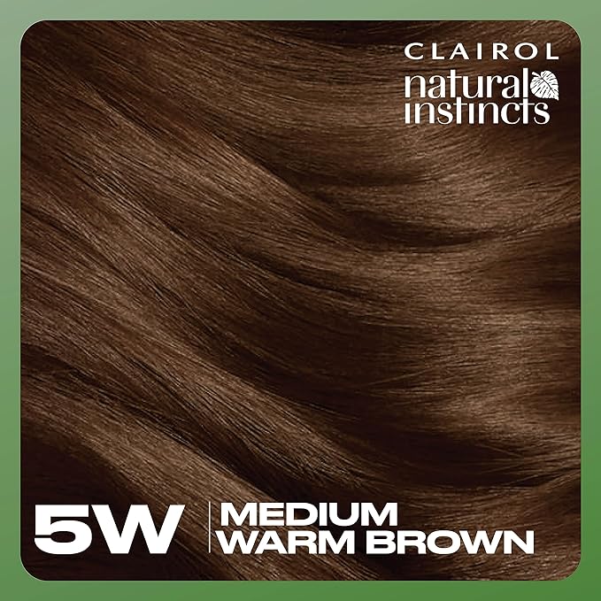 Clairol Natural Instincts Demi-Permanent Hair Dye, 5W Medium Warm Brown Hair Color, Pack of 3
