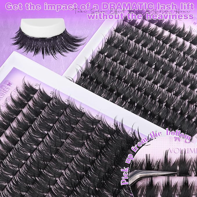 Lash Clusters Wispy Eyelash Clusters Manga Lashes Clusters with Spikes 160D Fluffy Individual Lashes 10-18mm Cluster Eyelash Extensions Volume False Eyelashes Cluster Reusable Lash