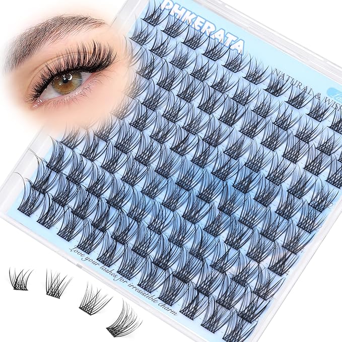Natural Eyelash Clusters Wispy Lashes Clusters C Curvature 110 pcs Cluster Eyelash Extensions DIY 3D Individual Lashes with Soft Lash Band, 10-16 mm Mix