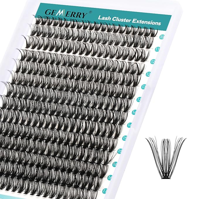 GEMERRY Lash Clusters 280pcs 40D DIY Eyelash Extension D Curl Individual Lash Cluster Natural Eyelash Extension Mixed Tray Reusable Handmade Home Application (40D-0.07D-10-18MIX)