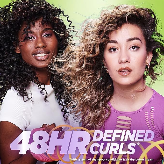 Garnier Fructis Curl Nourish Sulfate Free Moisturizing Shampoo, Conditioner + Air Dry Cream Defining Butter Set (3 Items), 1 Kit (Packaging May Vary)