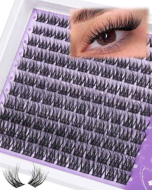 Natural Cluster Lashes Extensions Wispy Eyelash Clusters Gently Fluffy Lash Clusters Waterproof Cluster Eyelash Extensions Beginner-Friendly Individaul Lashes Salon Look (132Pcs, 10-16MM, LC-Curly)