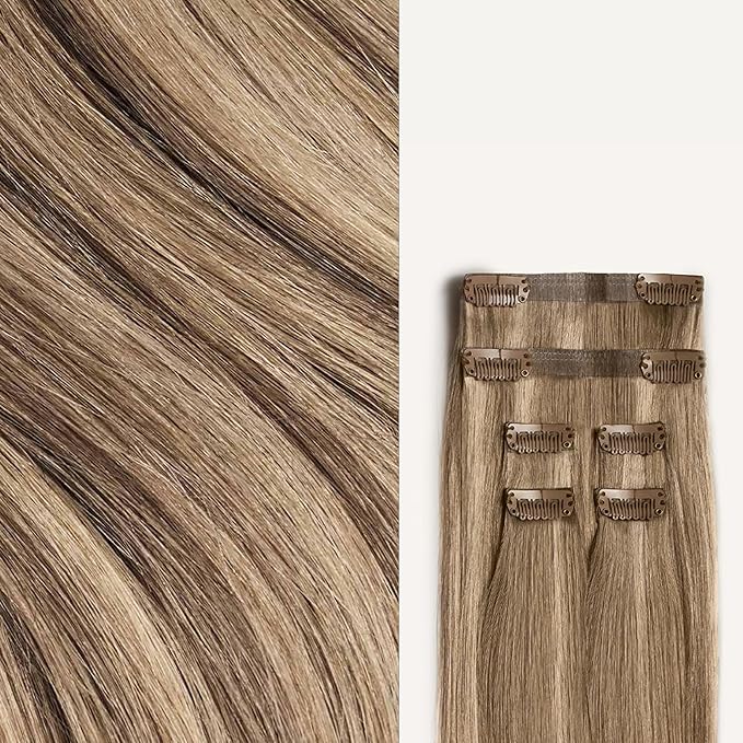 Luxy 100% Remy Human Hair Extensions for Thin Hair Thinning Hair Fill-Ins – 6 Seamless Wefts Multi-Dimensional Color Blend - Natural-Looking Volume & Coverage 80 grams 16" Dimensional Natural Blonde
