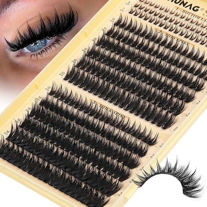 Spiky Manga Lash Clusters 12-20mm Long Eyelash Clusters 80D+100D Cluster Eyelash Extensions with Bottom Lashes Individual Fairy 300pcs Thick Volume DIY Plume Flake Cluster Lash Extension by TOOCHUNAG