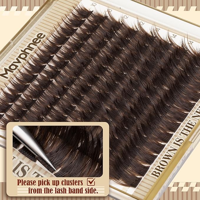 Brown Eyelash Clusters Wispy Volume Cluster Lashes Faux Mink Lash Clusters Fluffy Cluster Eyelash Extensions Thick Lash Extensions Dark Brown Individual Lashes Clusters (108PCS, CC Curve, 10-16MM)