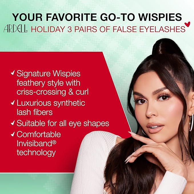 Ardell Wispies Eyelashes Holiday Lash Set – 3 Pairs of False Eyelashes Includes Natural Wispy Lashes, Demi Wispies & 113, Reusable Strip Lashes Gift Set