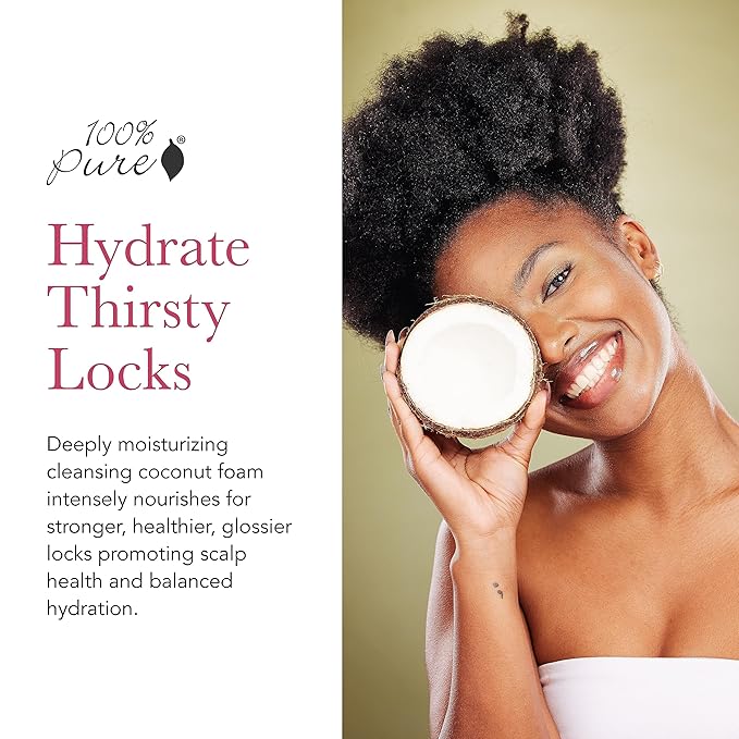 100% PURE Honey & Virgin Coconut Restorative Shampoo & Cleansing Detox Helps Restore Damaged Hair, Replenish Moisture & Body Healthy Hair Growth for Women & Men - Sulfate Free - 8 Fl Oz