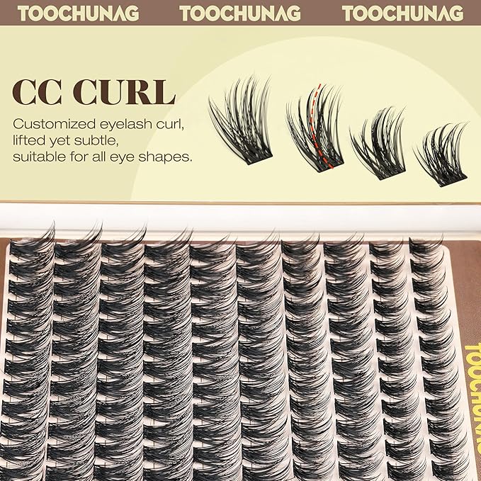 Short Lash Clusters 9-12mm Wispy Cluster Eyelash Extensions 160pcs Natural Individual Lashes Natural Look C Curly Thin Band Eyelashes Clusters by TOOCHUNAG