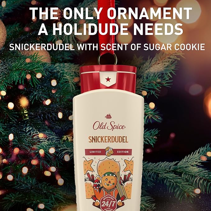 Old Spice Body Wash for Men, Holidudes Holiday Edition, 24/7 Holiday Freshness, Lasting Scent and Rich Lather, Stocking Stuffer, Snickerdudel Sugar Cookie Scent, 16 oz