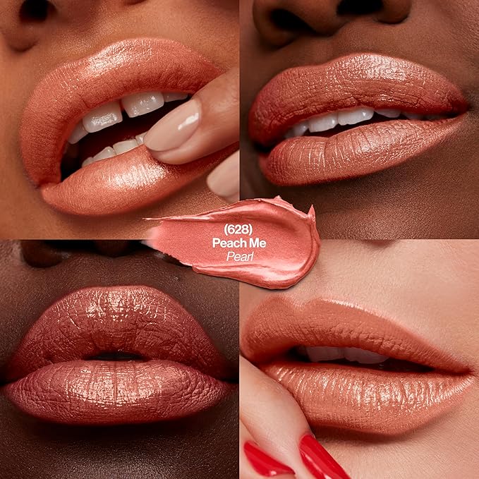 REVLON Super Lustrous Lipstick, Creamy Formula For Soft, Fuller-Looking Lips, Moisturized Feel, 628 Peach Me, 0.15 oz (Pack of 2)