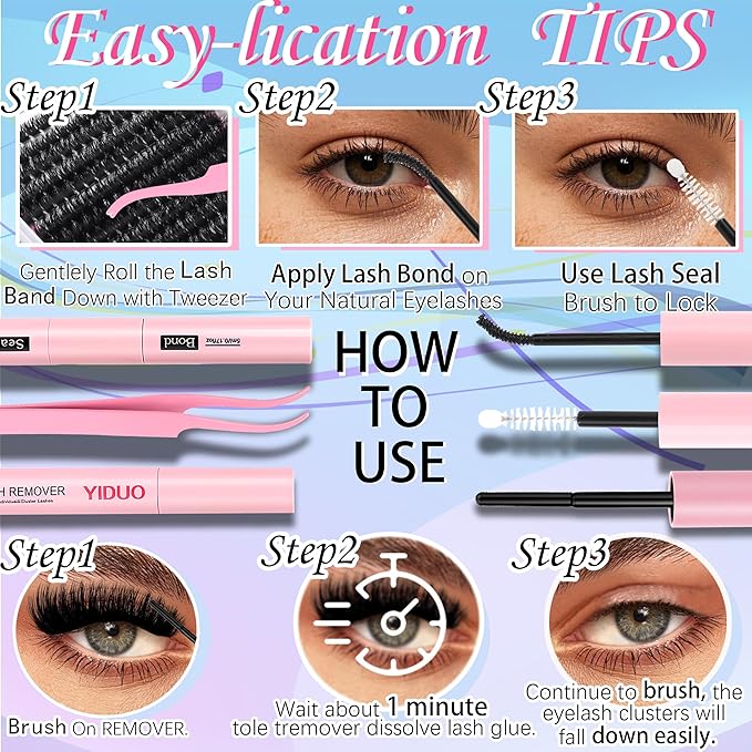 Volume Lashes Cluster Kit 60D+80D+100D Clusters Lash Eyelashes Kit 696Pcs Bulk Packs, D Curl Wispy 10-18mm DIY Individual Eyelash Extensions Wholesale Combo Pack with Glue|Tweezers|Removers
