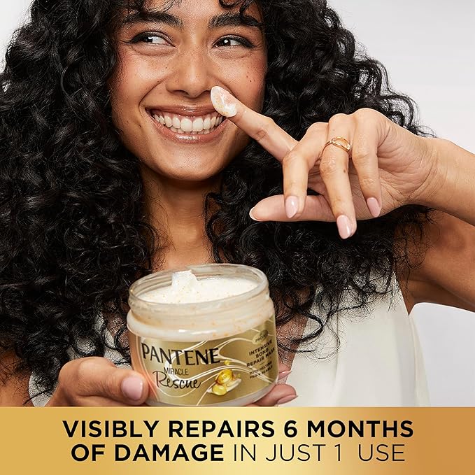 Pantene Miracle Rescue Hair Mask, Intensive Bond Repair with Melting Pro-V Pearls, Melts Away Damage, Builds Bonds, Strengthens Against Damage, Deep Conditioning for Dry Damaged Hair, 10.1 fl oz