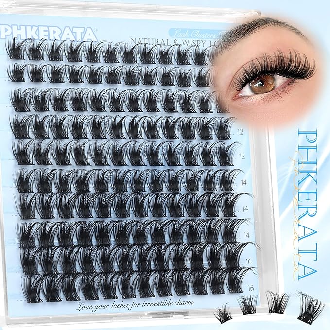 Wispy Eyelash Clusters Natural Lash Clusters 120 pcs Cluster Eyelash Extensions Wispy D Curvature Individual Lashes Reusable DIY Lash Extension Thin Lash Band