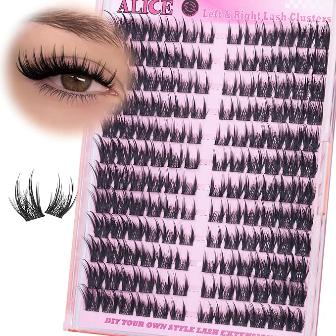 ALICE Lash Clusters with Spikes Eyelash Clusters Left & Right Cat Eye Cluster Eyelash Extensions Thin Band Anime Manga Lash Extensions Individual Lashes DIY Beginner Friendly