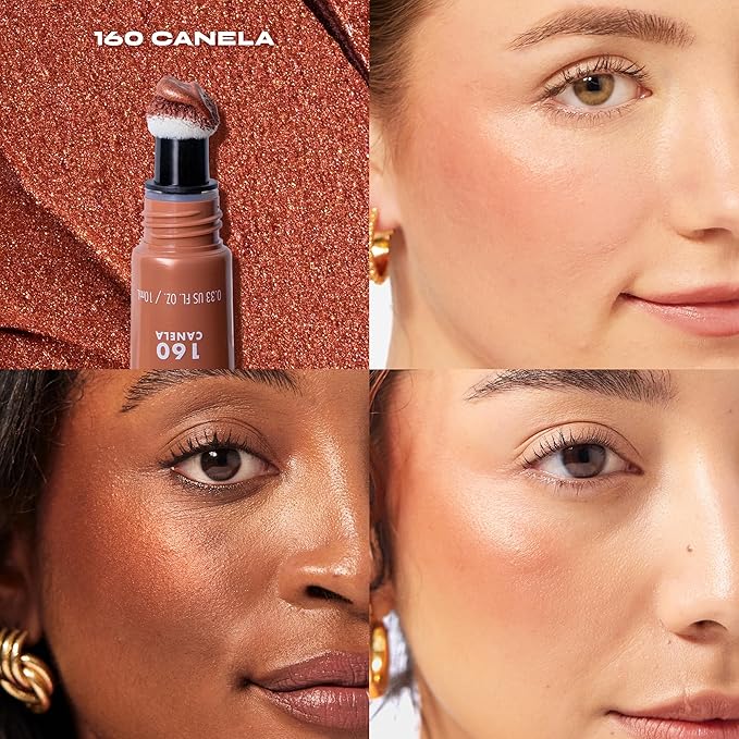 Milani Cheek Kiss Liquid Blush + Glow, Creamy 2-in-1 Blush for Cheeks and Highlighter Makeup for Dewy, Radiant Finish - 160 Canela