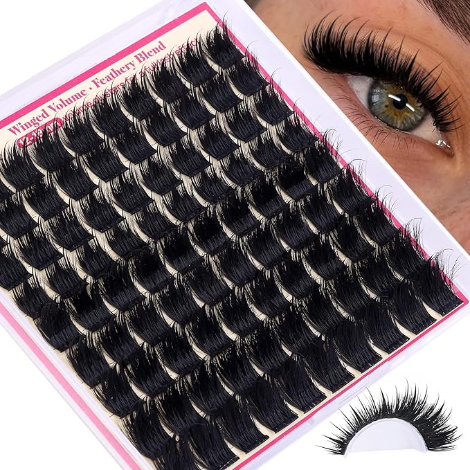 Lashes Clusters 3D Volume Manga Lash Clusters with Spiky Long Lash Extension 12-18mm Wispy Think Eyelash Clusters Eyelash Extensions for Dramatic Anime Individual Lashes DIY at Home by FANXITON