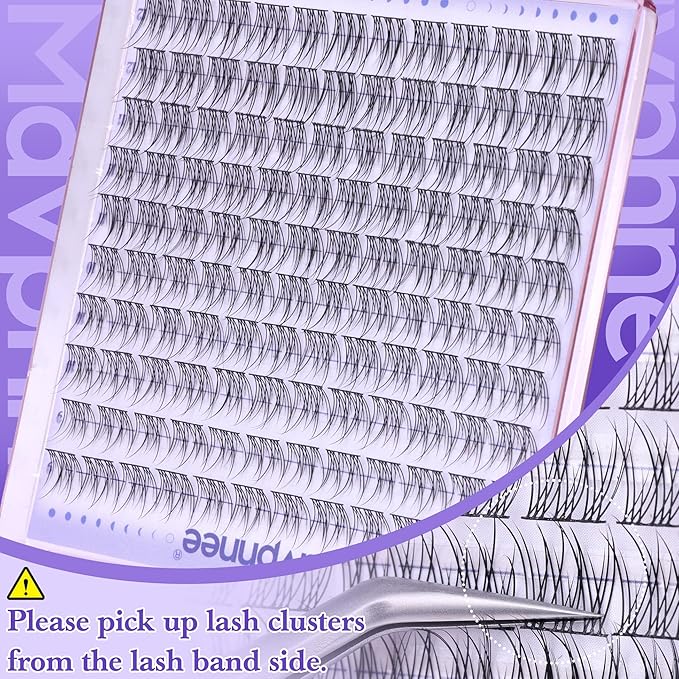 Mavphnee Lash Clusters Natural Cluster Eyelash Extensions 9-12MM Short Cluster Lashes Individuals C-Curly Lash Extension 120Pcs Individual Eyelashes Clusters for Clean Makeup