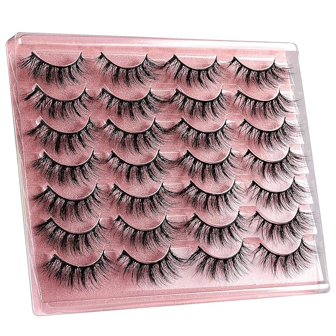 False Eyelashes Wispy Lashes Natural Look Eye Lashes Cat Eye Fake Eyelashes C-Curly False Lashes Volume Handmade Light Volume Eyelashes 14 Pairs Pack by zanlufly