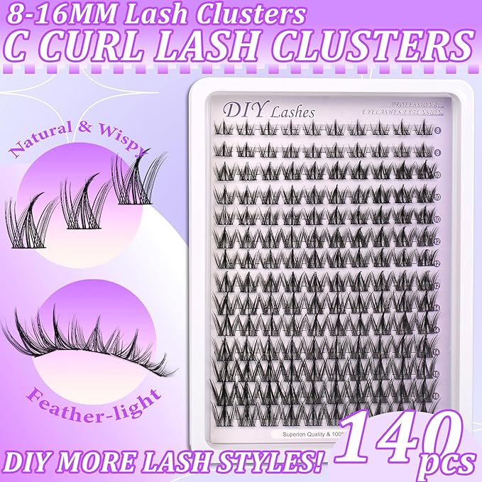 Lash Clusters Wispy Eyelash Cluster Eyelash Extensions Clusters Lashes Extension Natural Look Eyelashes Fairy Lash Clusters Manga Individual Lashes for Self Application (8-16MM)