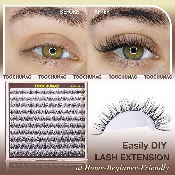 Fairy Lash Clusters 9-12mm Wispy Eyelash Clusters 160pcs Natural Cluster Eyelash Extensions CC Curve Individual Lashes Natural Look Short Thin Band Eyelashes Clusters by TOOCHUNAG