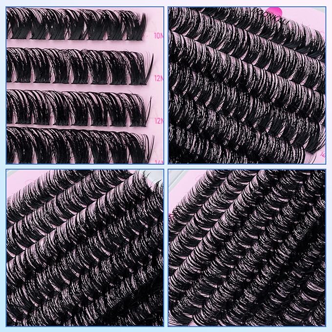 Lash Clusters Kit Faux Mink Eyelash Clusters D Curly Wispy Waterproof Cluster Eyelash Extensions With Lash Glue Bond and Seal and Eyelash Tweezers Luxury 80D Individual Cluster Lashes Kit