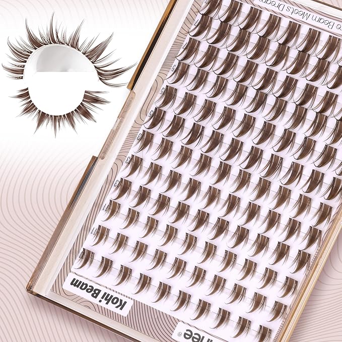 Brown Lash Clusters Manga Cluster Eyelash Extensions Spiky Cluster Lashes Fairy Individual Lashes Anime CC-Curly Eyelash Clusters DIY at Home Easy to Apply Lash Spikes 11-17MM