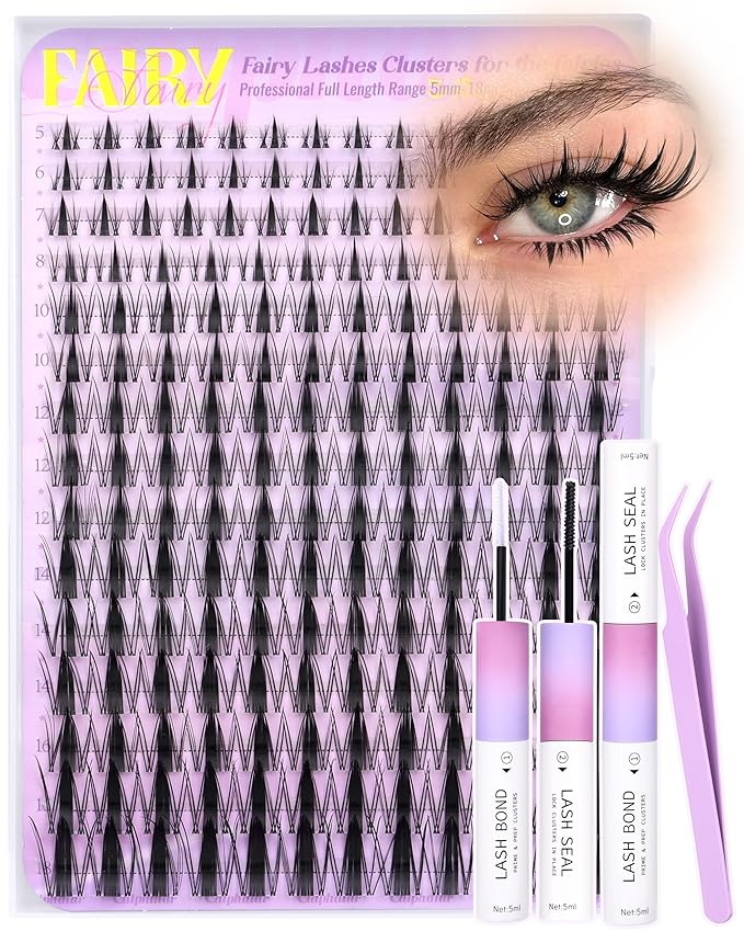 Eyelash Clusters Kit Fairy Lash Clusters Kit 5-18MM Manga Cluster Eyelash Extensions Spiky Lash Extension Kit Individual Lashes Clear Band Natural Eyelash Extension Kit by calphdiar