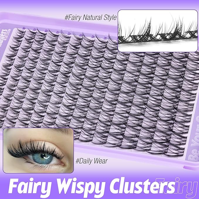 Natural Lash Clusters Wispy Cluster Lash Extensions Spiky Eyelash Extensions Fairy Individual Lashes Clusters Anime Eyelash Clusters CC-Curly Wider Band DIY Lash Value Pack (150Pcs, 10-18MM)