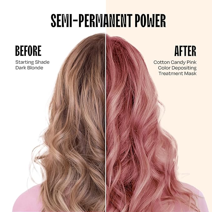 Overtone Semi Permanent Hair Color Conditioner, Pastel Pink is Now Cotton Candy Pink, 8 oz, Nourishing, Damage-Free, Color Depositing Mask for All Hair Types with Shea Butter & Coconut Oil, Vegan