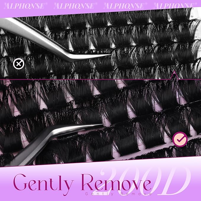 Lash Clusters Volume Eyelash Clusters 12-20mm Wispy Individual Lashes 200D Thick Lashes Clusters Mega Cluster Eyelash Extensions D-Curly Cluster Lashes 140pcs Lash Extension DIY at Home by ALPHONSE