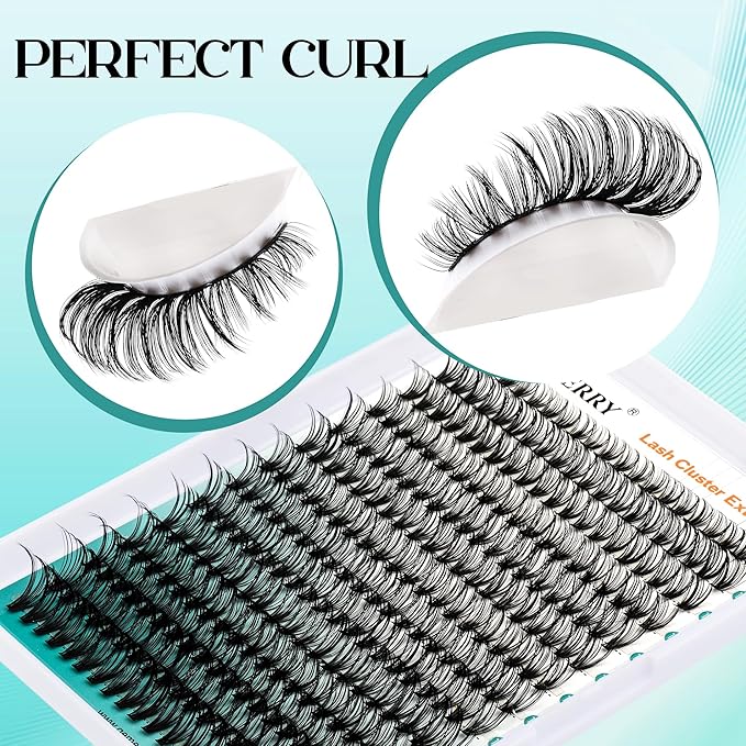 GEMERRY Lash Extension Kit DIY 280pcs Lash Clusters Kit Eyelash Extension Kit D Curl Individual Lashes Kit with Lash Bond and Seal Lash Tweezers for Self Use（40P-10-18mm)