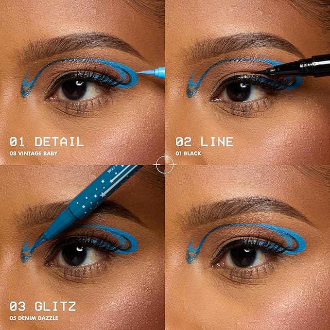 NYX PROFESSIONAL MAKEUP Epic Ink Glitz Liner, Waterproof Metallic Liquid Eyeliner with Vegan Formula - Graphite Glitz (Shimmer Graphite Black)