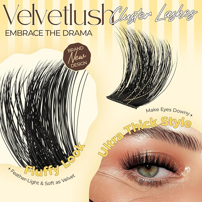 PopUp Lash-Extension-Clusters, Volume Lash Clusters 9-18mm mix Fluffy Lash Extension D Curl Individual Lashes DIY Clusters Lashes Extension at Home NM12