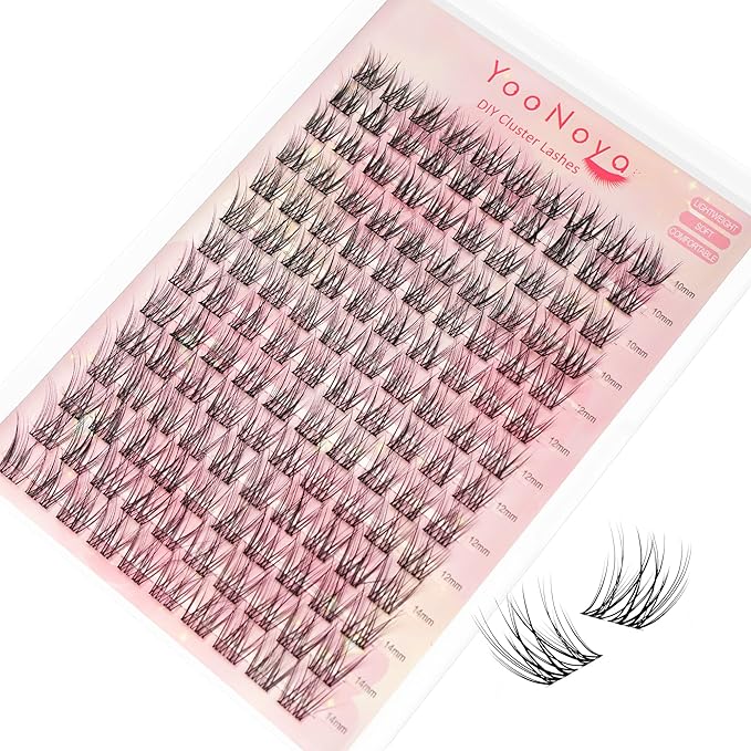 Wispy Lash Clusters 140 Pcs 10-14mm Mix Short Eyelash Clusters C Curl Cluster Eyelash Extensions Natural Wispy Cluster Lashes Reusable Individual Invisible Band Lash clusters (QX-10-14mm)