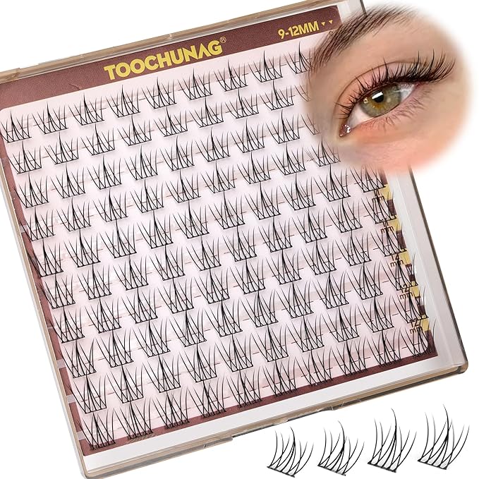 Manga Lash Clusters 9-12mm Short Eyelash Clusters Natural Wispy Individual Lashes C Curve Cluster Eyelash Extensions 0.05mm Thin Band False Eyelashes for Everyday-Use by TOOCHUNAG