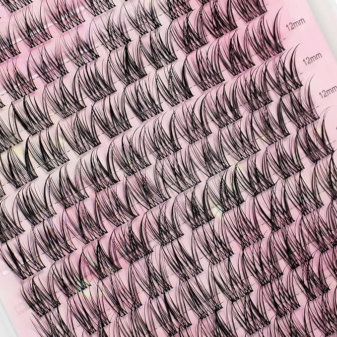 Wispy Lash Clusters 140 Pcs 10-14mm Mix Short Eyelash Clusters C Curl Cluster Eyelash Extensions Natural Wispy Cluster Lashes Reusable Individual Invisible Band Lash clusters (QX-10-14mm)
