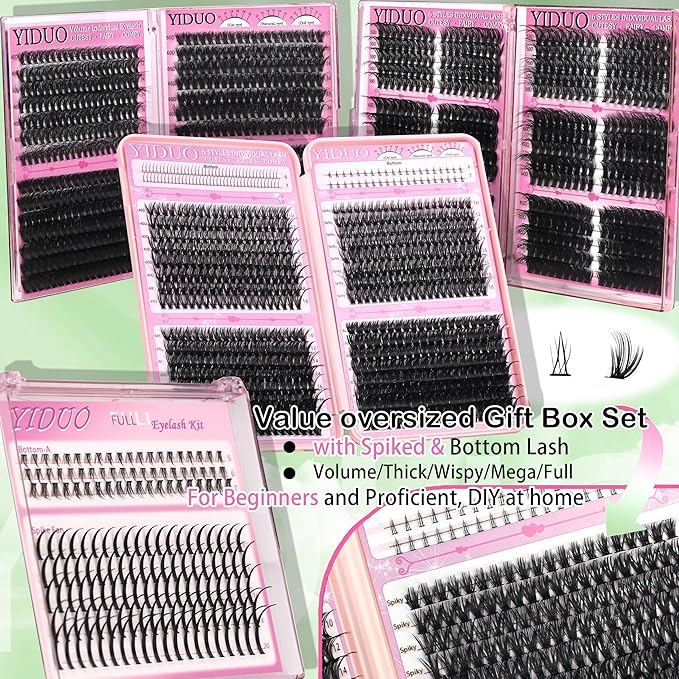 Lashes Clusters Kit 1846Pcs Bulk Packs Volume False Eyelash Extensions D Curl Wispy Individual Eyelashes, Volume Studio Effect, Wholesale Large Pack with Glue&Seal|Tweezers|Removers|Cleanser