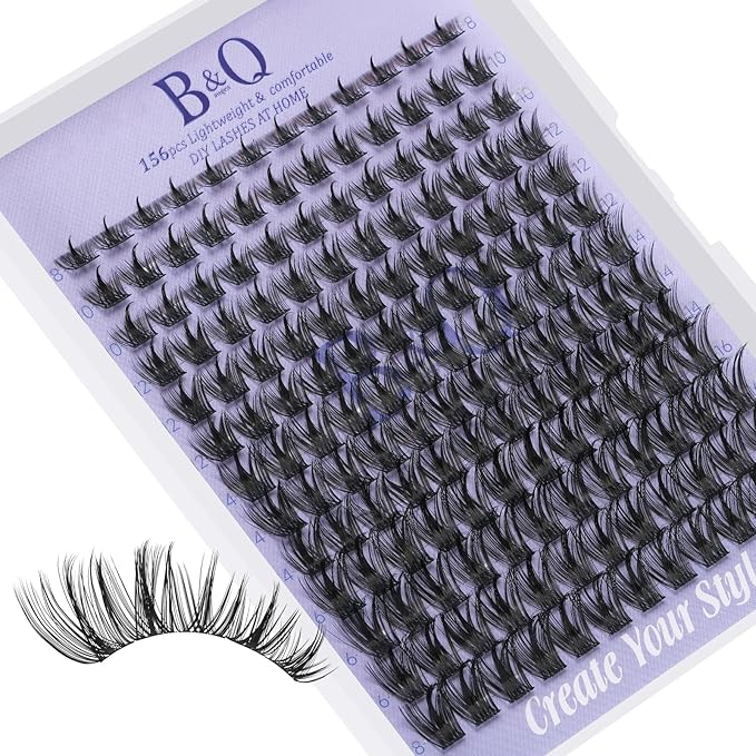 B&Q Wispy Lash Clusters Full B31,Eyelash Clusters 156PCS Comfortable band Cluster Eyelash Extensions,8-18mm Volume Individual Lashes Lightweight D Curl Lash Clusters Soft Eyelashes Natural Look(B31)